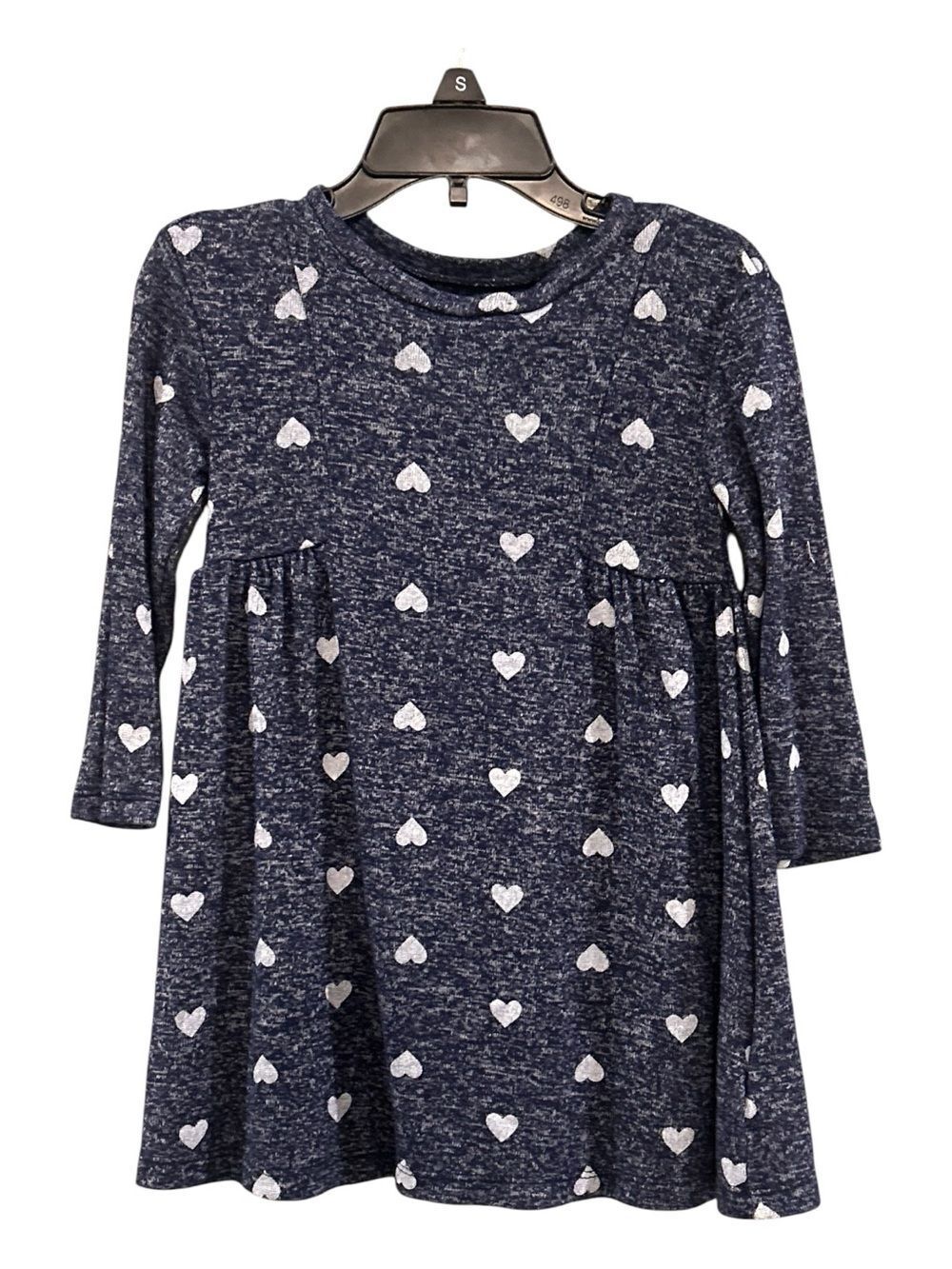Girls' Navy Heart Print Long-Sleeve Dress baby gap size 2